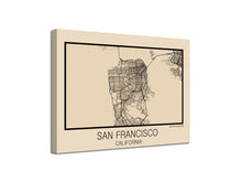 Cuadro Mapa San Francisco California En Lienzo Canvas Impreso'