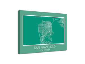 Cuadro Mapa San Francisco California En Lienzo Canvas Impreso