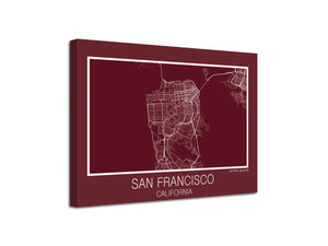 Cuadro Mapa San Francisco California En Lienzo Canvas Impreso