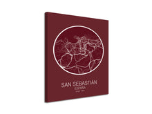 Cuadro Mapa San Sebastian Spain En Lienzo Canvas Impreso