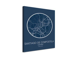 Cuadro Mapa Santiago de Compostela Spain En Lienzo Canvas Impreso