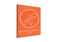Cuadro Mapa Santiago de Compostela España En Lienzo Canvas Impreso