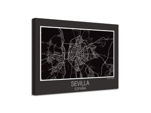 Cuadro Mapa Sevilla España En Lienzo Canvas Impreso
