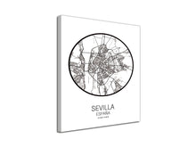 Cuadro Mapa Sevilla España En Lienzo Canvas Impreso