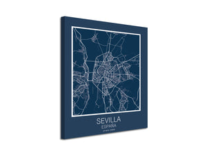 Cuadro Mapa Sevilla Spain En Lienzo Canvas Impreso