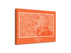 Cuadro Mapa Tokyo Japan En Lienzo Canvas Impreso