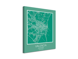 Cuadro Mapa Valencia España En Lienzo Canvas Impreso