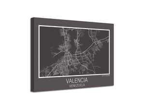 Cuadro Mapa Valencia Venezuela En Lienzo Canvas Impreso