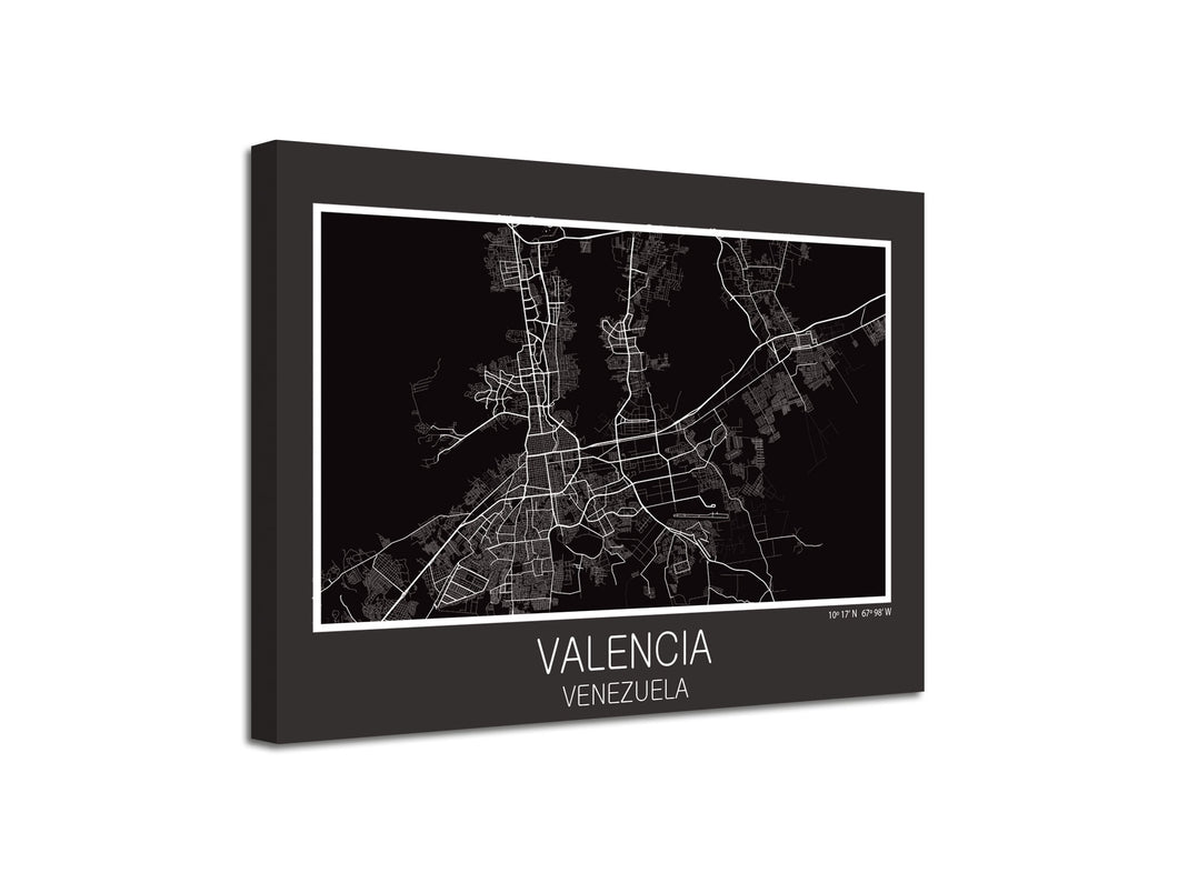 Cuadro Mapa Valencia Venezuela En Lienzo Canvas Impreso
