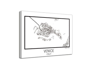 Cuadro Mapa Venice Italy En Lienzo Canvas Impreso