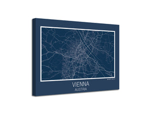 Cuadro Mapa Vienna Austria En Lienzo Canvas Impreso
